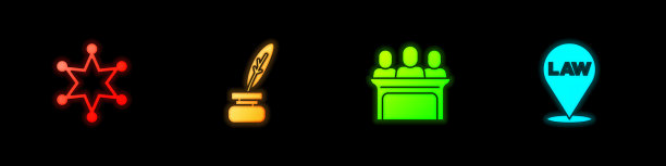 设置六角形费瑟警长和墨水瓶陪审员图片下载