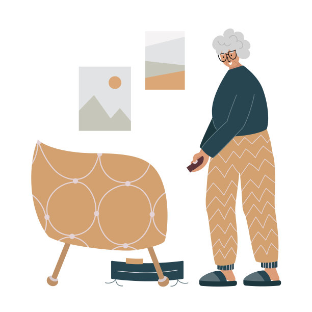 一个老妇人在用吸尘器图片下载