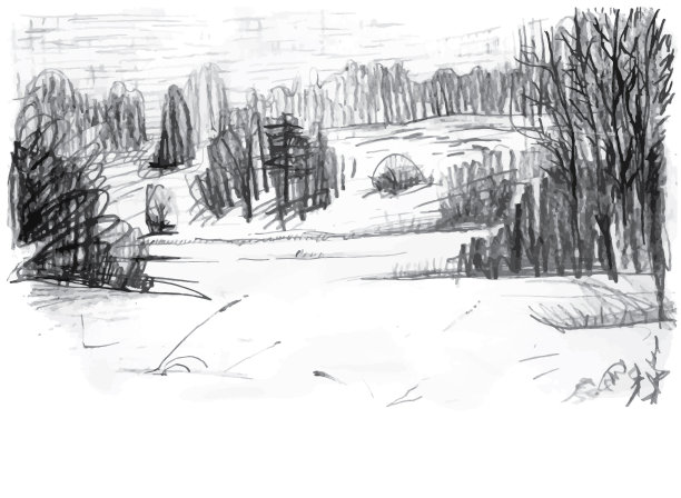 风景观赏冬季丘陵和森林图片下载