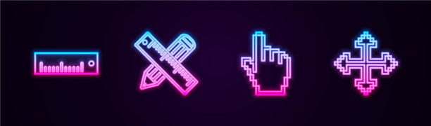 设置直线标尺，划线标尺和铅笔像素图片下载