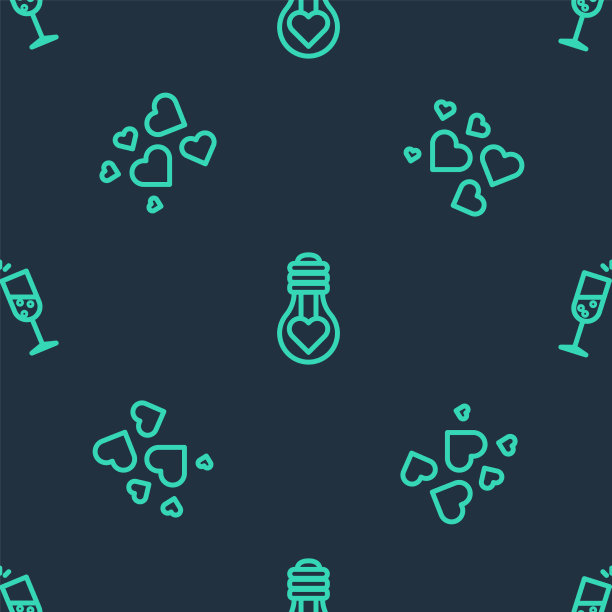 在灯泡和玻璃上设置线心形图片下载