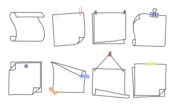手绘备忘录和提醒矢量插图集。图片下载