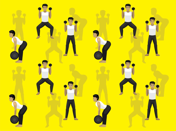 哑铃移动漫画卡通矢量无缝墙纸设置1图片下载