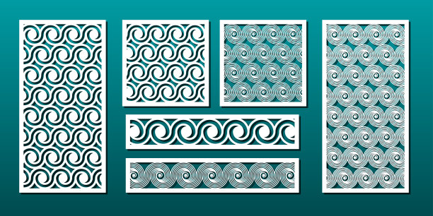 激光切割面板，矢量设置木材或金属装饰，抽象几何图案图片下载