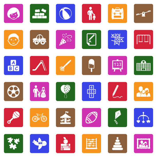 孩子的图标。广场上的白色平面设计。矢量插图。图片下载