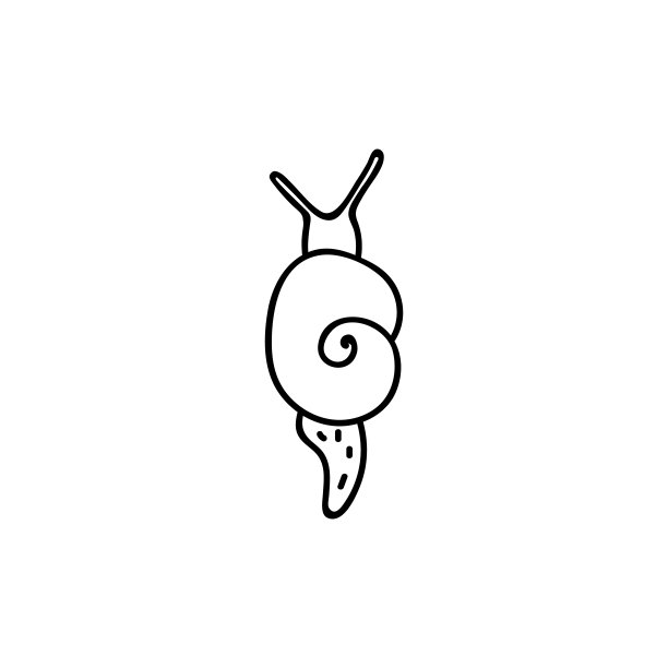 单手画蜗牛。涂鸦矢量插图。孤立在白色背景上。图片下载