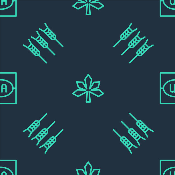 Set line板栗叶小麦和旗乌克兰图片下载