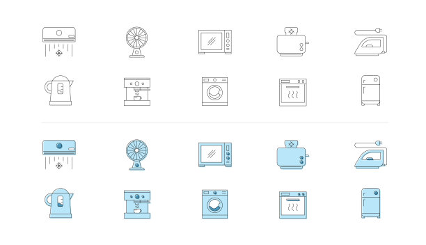 家用电器和电子图标集图片下载