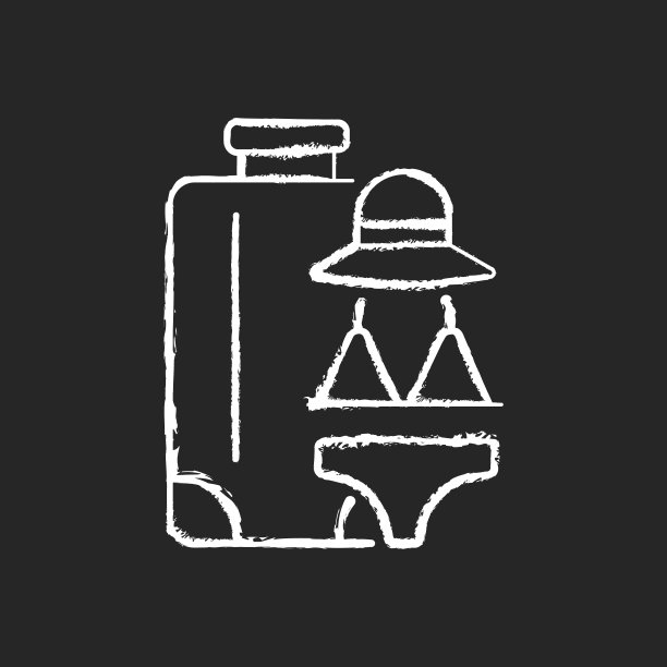 所有女孩旅行粉笔白色图标在黑暗的背景图片下载