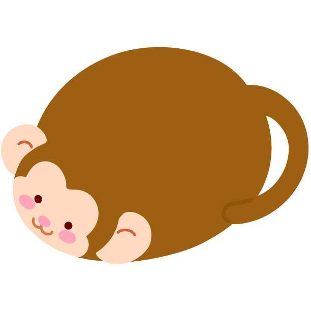 可爱的圆形简单的棕色猴子插图平坦的颜色图片下载