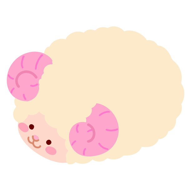 可爱的圆形简单的毛绒羊插图平色图片下载