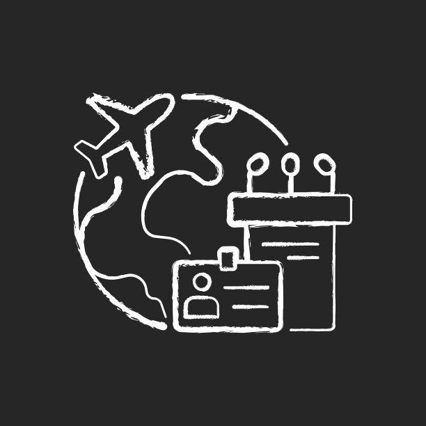 会展旅游图标为白色，背景为黑色图片下载