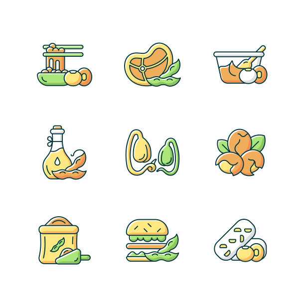 大豆植物RGB颜色图标设置图片下载