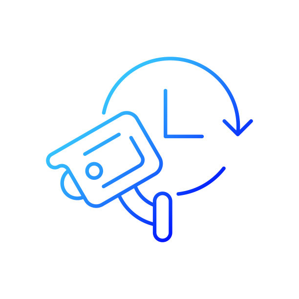 24 7保护带安全视频系统梯度线性矢量图标图片下载