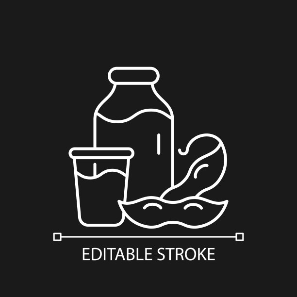 豆浆白色线性图标为黑色主题图片下载