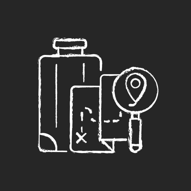 DIY旅行粉笔白色图标在黑暗的背景图片下载