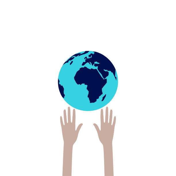 地球下的人类双手。在白色背景上。向量。图片下载