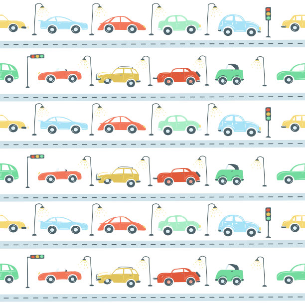 无尽的图案设置城市汽车交通灯道路图片下载