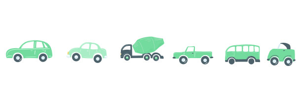 设定绿色汽车平简单卡通风格手图片下载