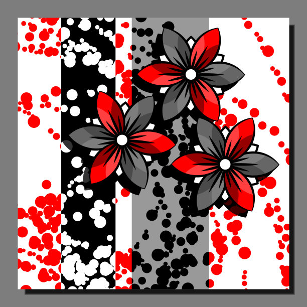 红色花朵的抽象作品图片下载