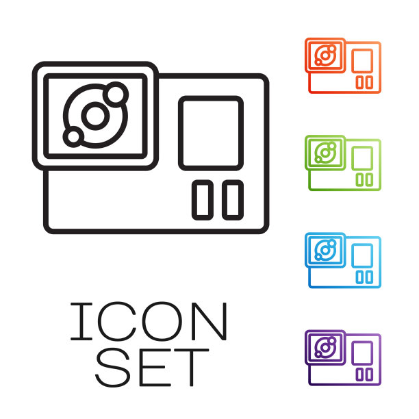 黑线行动极端相机图标孤立上图片下载