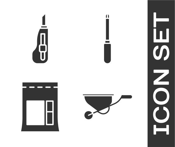 放置手推车文具刀、水泥袋等图片下载