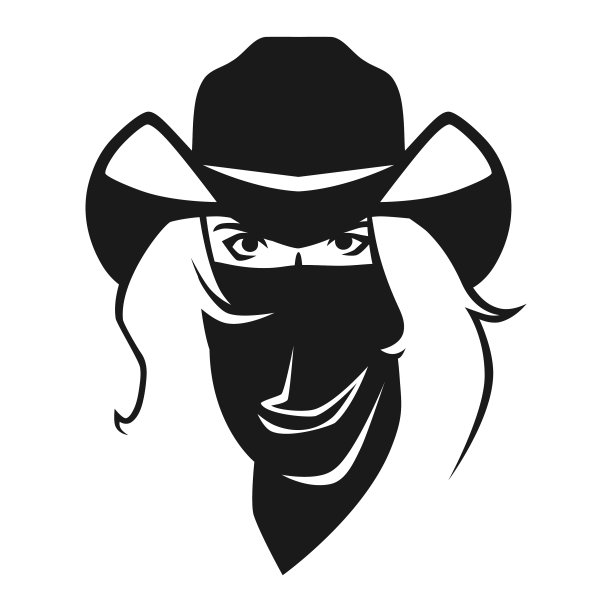 牛仔女亡命之徒的肖像在白色的背景图片下载