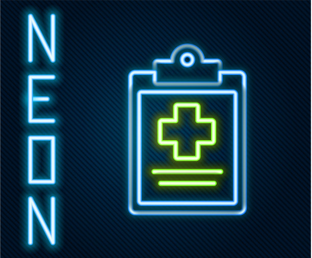 发光的霓虹线医疗剪贴板与临床图片下载