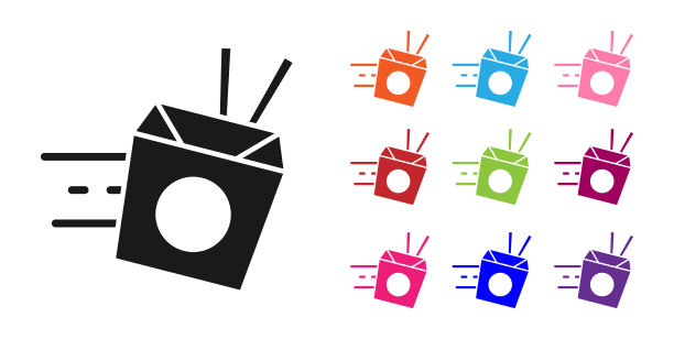 黑色的在线点餐和送面图标图片下载