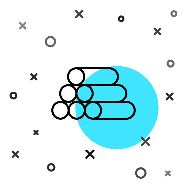 黑线木制原木图标孤立在白色上图片下载