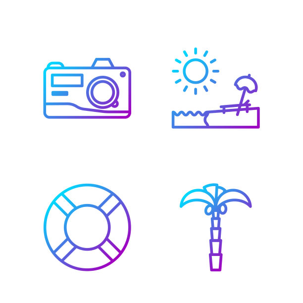 摆线热带棕榈树救生圈照片图片下载