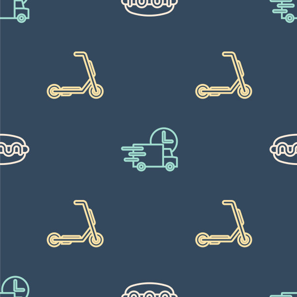 定线热狗三明治摩托车配送图片下载