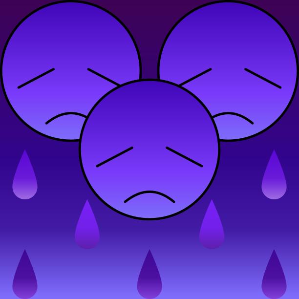 悲伤的脸在紫色与泪珠02图片下载