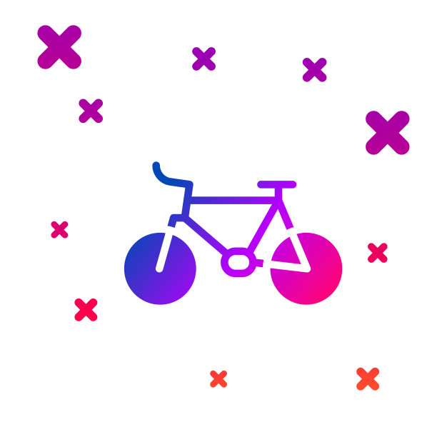 彩色自行车图标孤立在白色背景图片下载