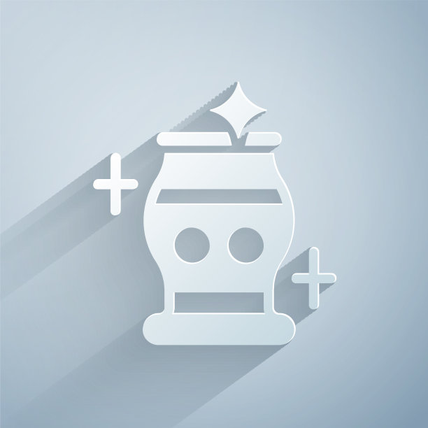 剪纸干净花瓶图标孤立在灰色图片下载