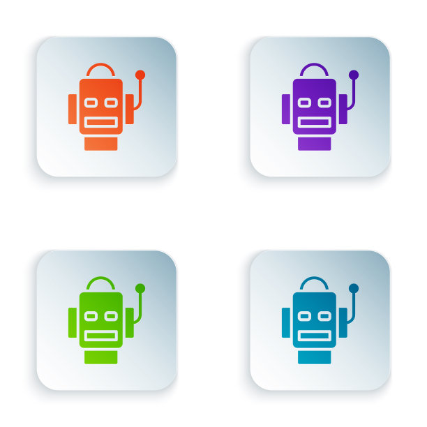 彩色机器人图标孤立在白色背景图片下载