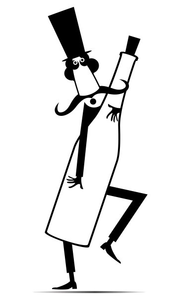 卡通长胡子男子拿着一个大瓶子的插图图片下载