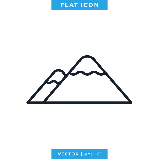 山图标矢量股票插图设计模板。可编辑的中风。图片下载