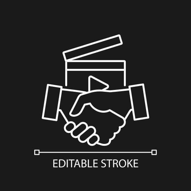 商业到商业视频白色线性图标为黑暗的主题图片下载