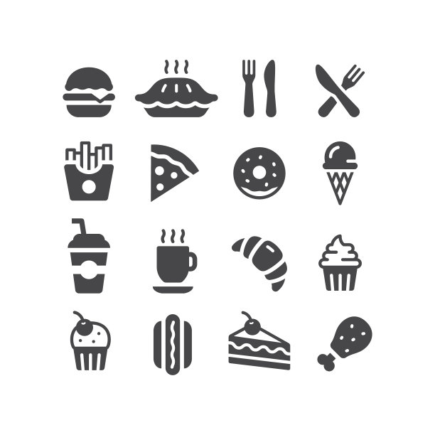 快餐店或餐厅的图标设置图片下载