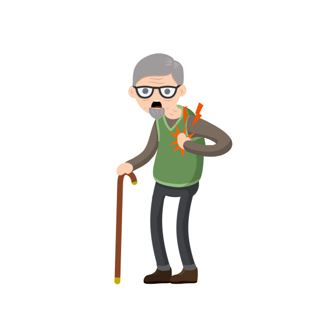 心脏病发作。老人的健康。老年人心脏衰竭。图片下载