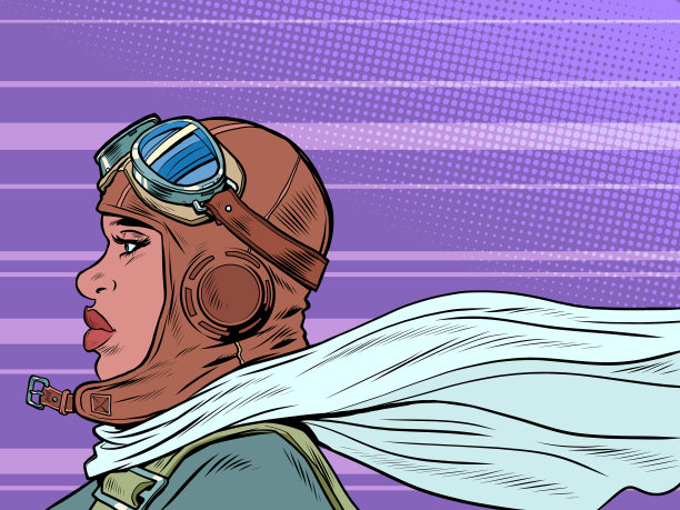 带着围巾的复古女飞行员图片下载