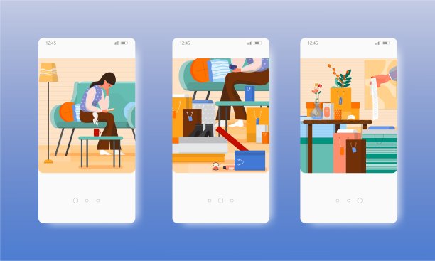 网上购物的女人。购物狂。移动应用屏幕，矢量网站横幅模板。UI，网站设计。图片下载