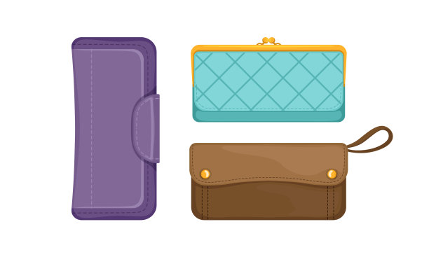 用于携带个人物品的扁平小皮夹图片下载