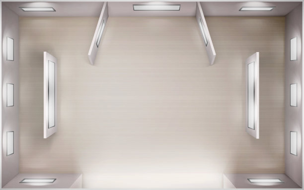 博物馆空室内俯视图，艺术画廊渲染图片下载