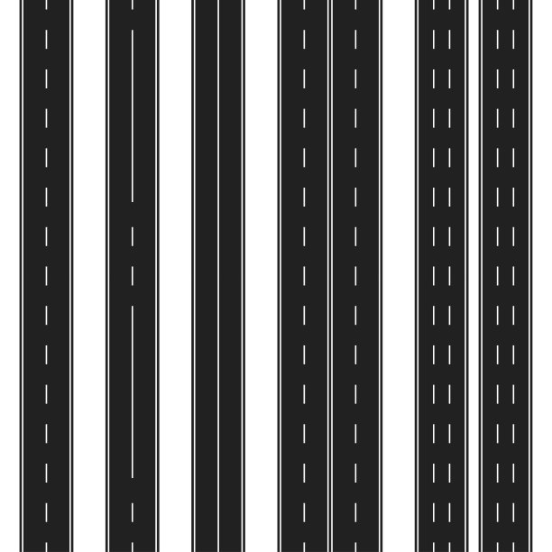 一套有不同道路标记的无缝公路。铺平了道路。平的风格。矢量图图片下载