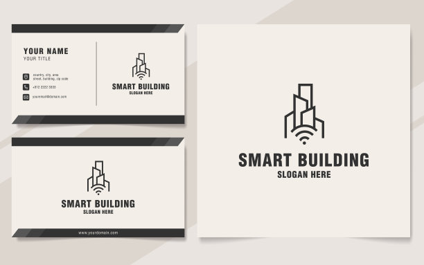 智能建筑标志模板上的字母风格图片下载