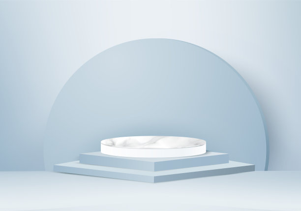 3d背景产品最小的平台场景与几何平台。背景矢量3d与讲台。站着展示化妆品。舞台展示基座上的现代工作室蓝色粉彩图片下载