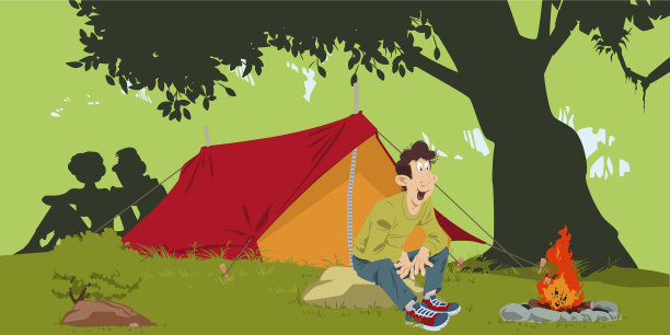 徒步旅行者围绕着篝火度假的游客图片下载