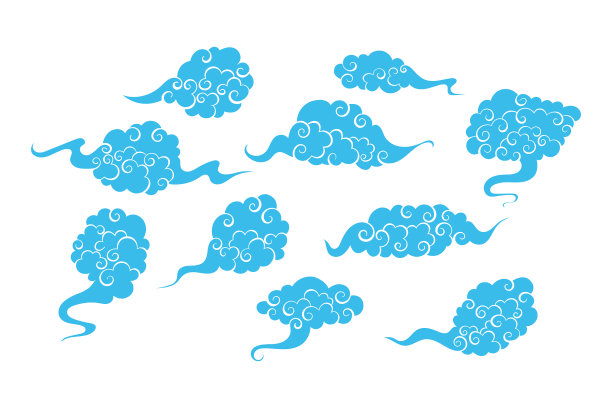 设定手绘蓝色幻想中国云图片下载